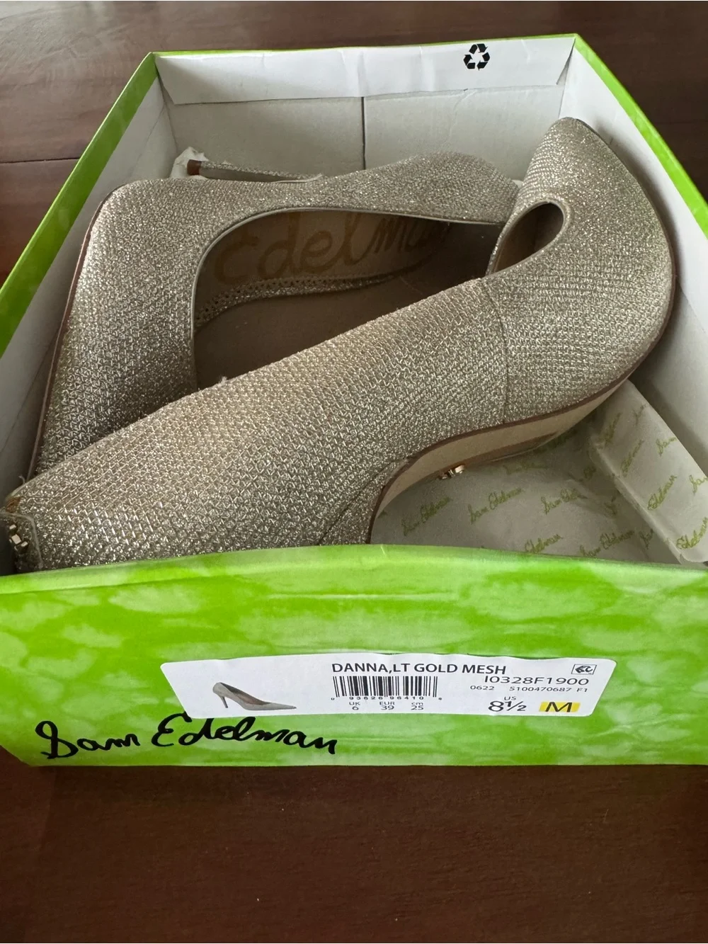 Sam Edelman Glitter Pointed-Toe Pumps in Gold